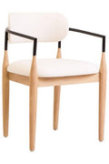 Persolo Texture Fabric Black Iron And Wood Frame Dining Chair - Joe’s Haven