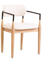 Persolo Texture Fabric Black Iron And Wood Frame Dining Chair - Joe’s Haven