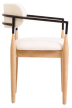 Persolo Texture Fabric Black Iron And Wood Frame Dining Chair - Joe’s Haven
