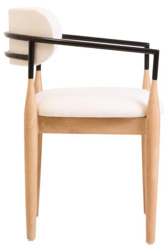 Persolo Texture Fabric Black Iron And Wood Frame Dining Chair - Joe’s Haven