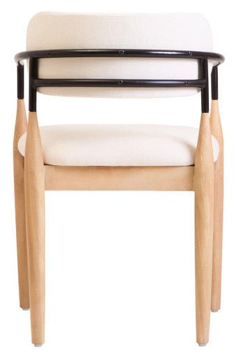 Persolo Texture Fabric Black Iron And Wood Frame Dining Chair - Joe’s Haven