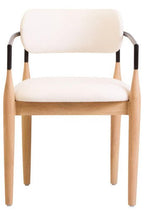 Persolo Texture Fabric Black Iron And Wood Frame Dining Chair - Joe’s Haven
