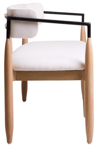 Persolo Texture Fabric Black Iron And Wood Frame Dining Bench - Joe’s Haven