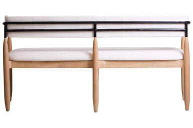 Persolo Texture Fabric Black Iron And Wood Frame Dining Bench - Joe’s Haven