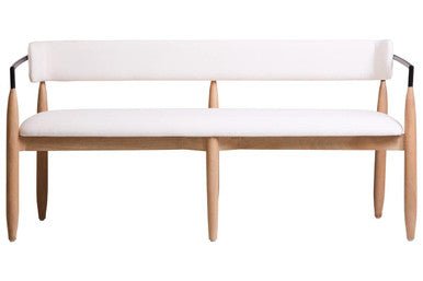 Persolo Cream Textured Fabric Dining Bench with Wood Frame - Joe’s Haven