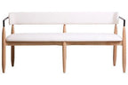 Persolo Cream Textured Fabric Dining Bench with Wood Frame - Joe’s Haven