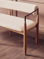 Persolo Texture Fabric Black Iron And Wood Frame Dining Bench - Joe’s Haven