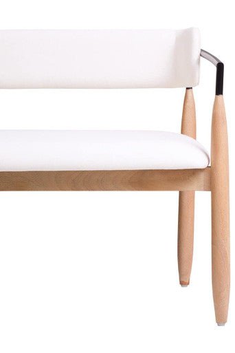 Persolo Cream Textured Fabric Dining Bench with Wood Frame - Joe’s Haven