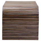 Natural Finish Curved Coffee Table with Striped Bamboo Inlay, Bambusa - Joe’s Haven