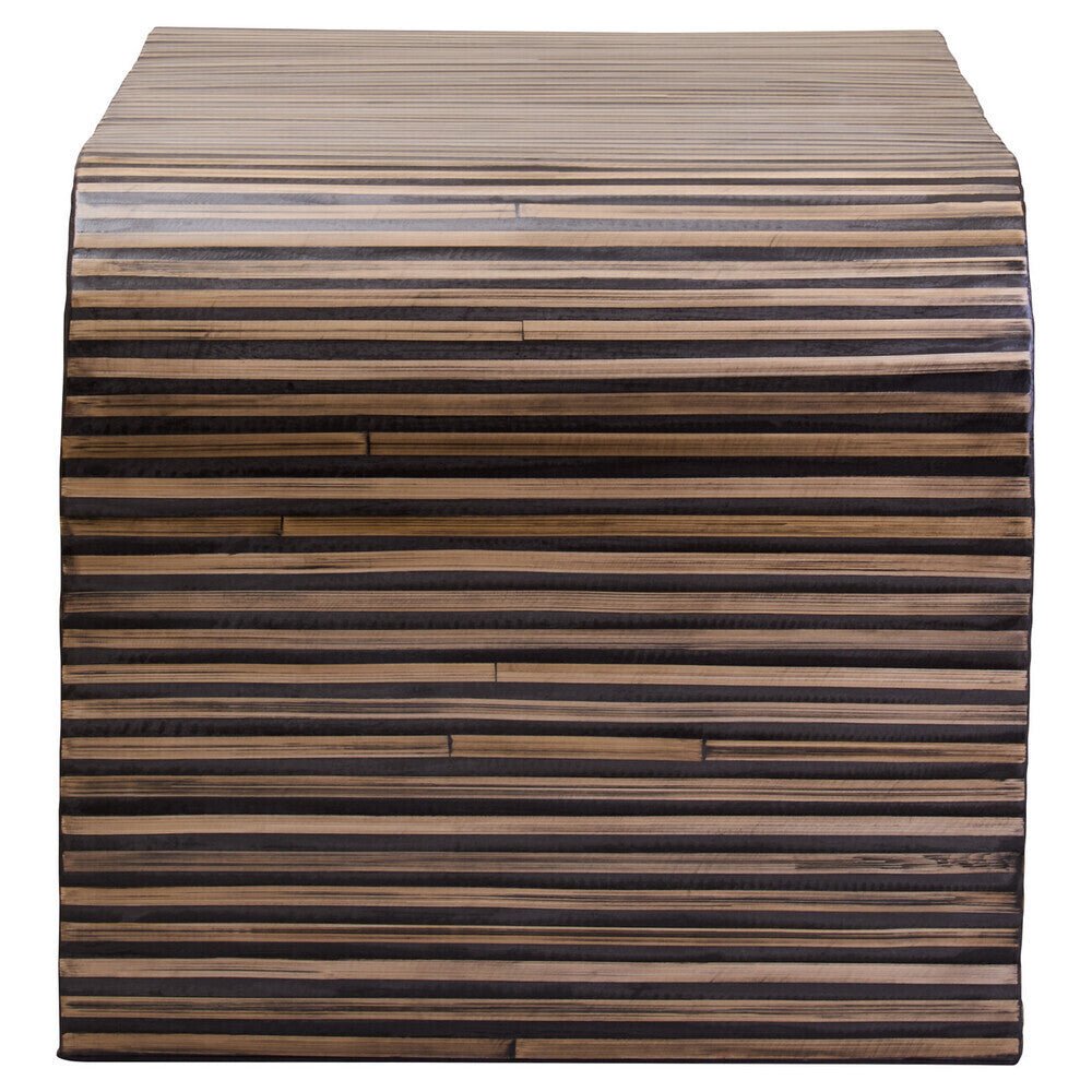 Natural Finish Curved Coffee Table with Striped Bamboo Inlay, Bambusa - Joe’s Haven