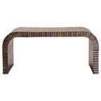 Natural Finish Curved Coffee Table with Striped Bamboo Inlay, Bambusa - Joe’s Haven