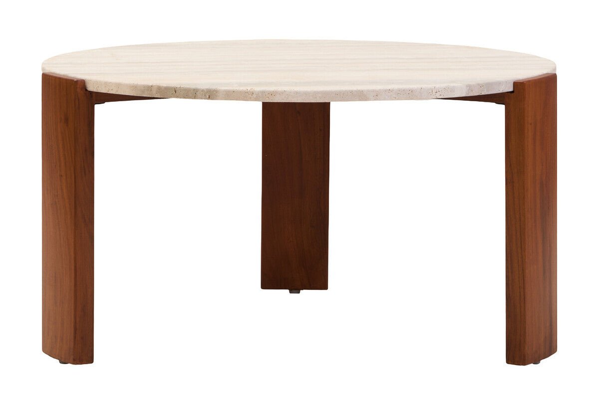 Palermo Round Travertine Top Large Coffee Table - Joe’s Haven