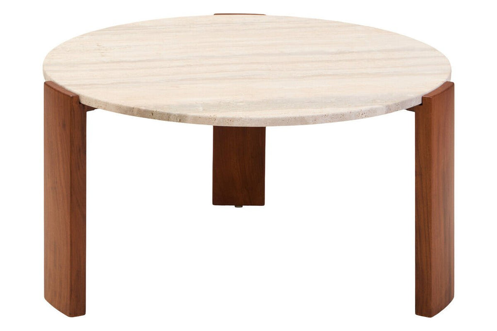 Palermo Round Travertine Top Large Coffee Table - Joe’s Haven