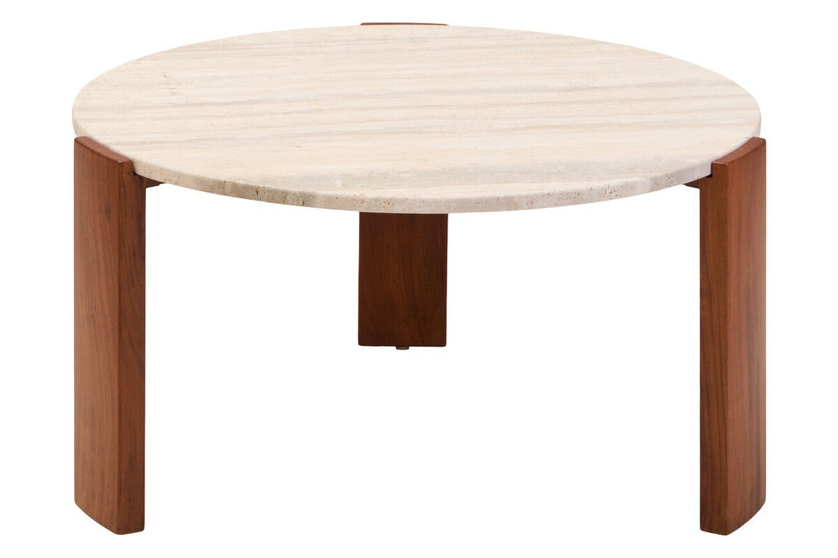 Palermo Round Travertine Top Large Coffee Table - Joe’s Haven