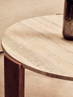 Palermo Round Travertine Top Large Coffee Table - Joe’s Haven