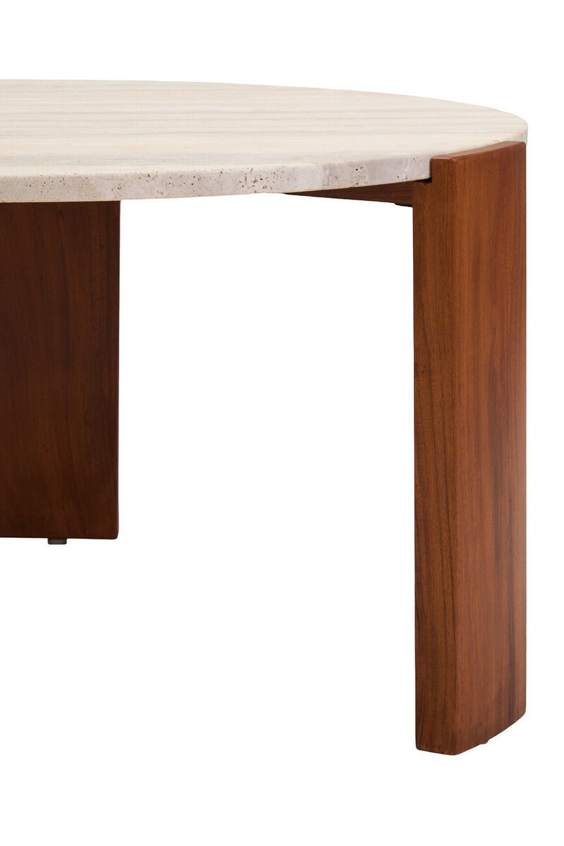 Palermo Round Travertine Top Large Coffee Table - Joe’s Haven