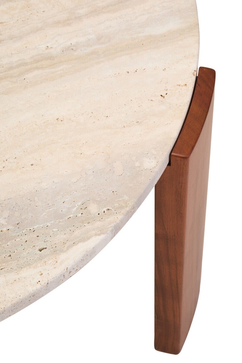 Palermo Round Travertine Top Large Coffee Table - Joe’s Haven