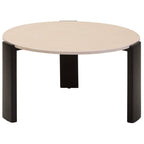 Cream Round Marble Top Large Coffee Table with Black Acacia Legs, Palermo - Joe’s Haven