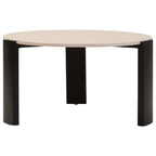 Cream Round Marble Top Large Coffee Table with Black Acacia Legs, Palermo - Joe’s Haven