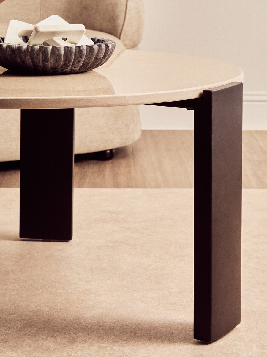 Palermo Round Cream Marble Top Large Coffee Table - Joe’s Haven