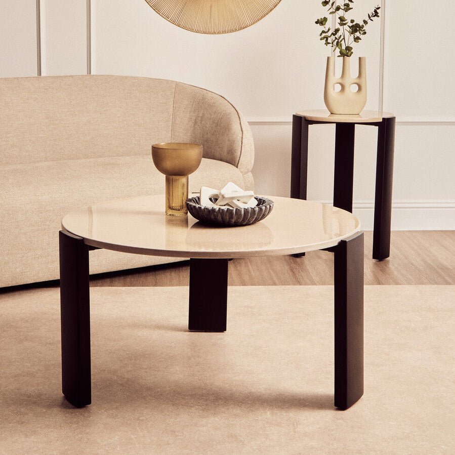 Palermo Round Cream Marble Top Large Coffee Table - Joe’s Haven