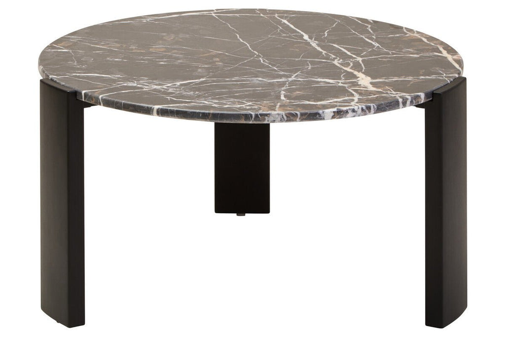 Black Round Marble Top Large Coffee Table with Black Acacia Legs, Palermo - Joe’s Haven