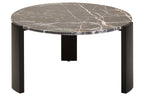Black Round Marble Top Large Coffee Table with Black Acacia Legs, Palermo - Joe’s Haven