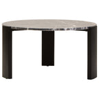 Black Round Marble Top Large Coffee Table with Black Acacia Legs, Palermo - Joe’s Haven
