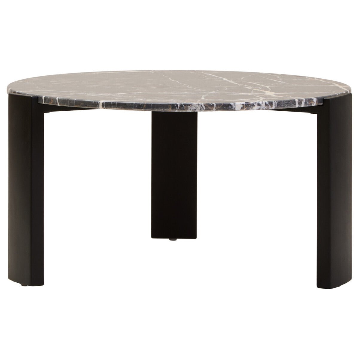 Black Round Marble Top Large Coffee Table with Black Acacia Legs, Palermo - Joe’s Haven