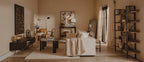 Black Round Marble Top Large Coffee Table with Black Acacia Legs, Palermo - Joe’s Haven
