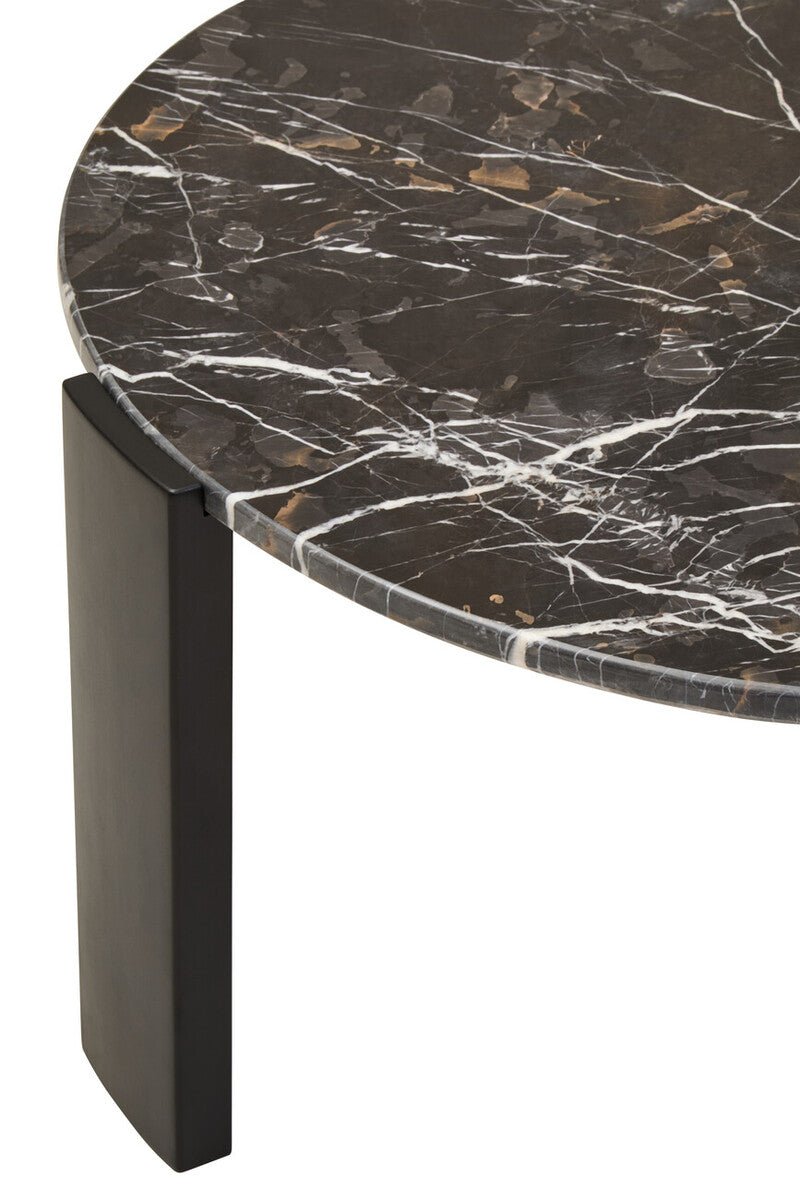 Black Round Marble Top Large Coffee Table with Black Acacia Legs, Palermo - Joe’s Haven