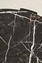 Black Round Marble Top Large Coffee Table with Black Acacia Legs, Palermo - Joe’s Haven