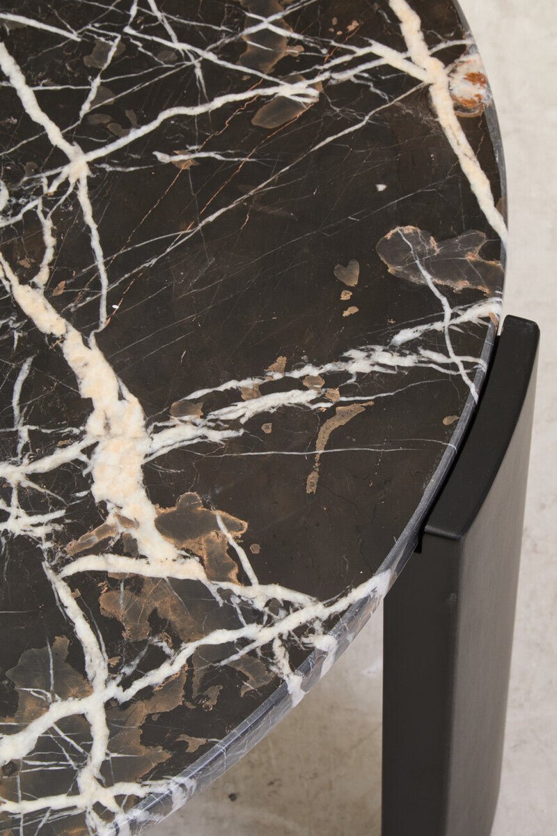Black Round Marble Top Large Coffee Table with Black Acacia Legs, Palermo - Joe’s Haven