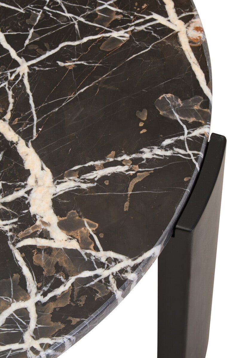 Black Round Marble Top Large Coffee Table with Black Acacia Legs, Palermo - Joe’s Haven