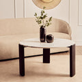 White Round Marble Top Large Coffee Table with Black Acacia Legs, Palermo - Joe’s Haven
