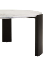 White Round Marble Top Large Coffee Table with Black Acacia Legs, Palermo - Joe’s Haven
