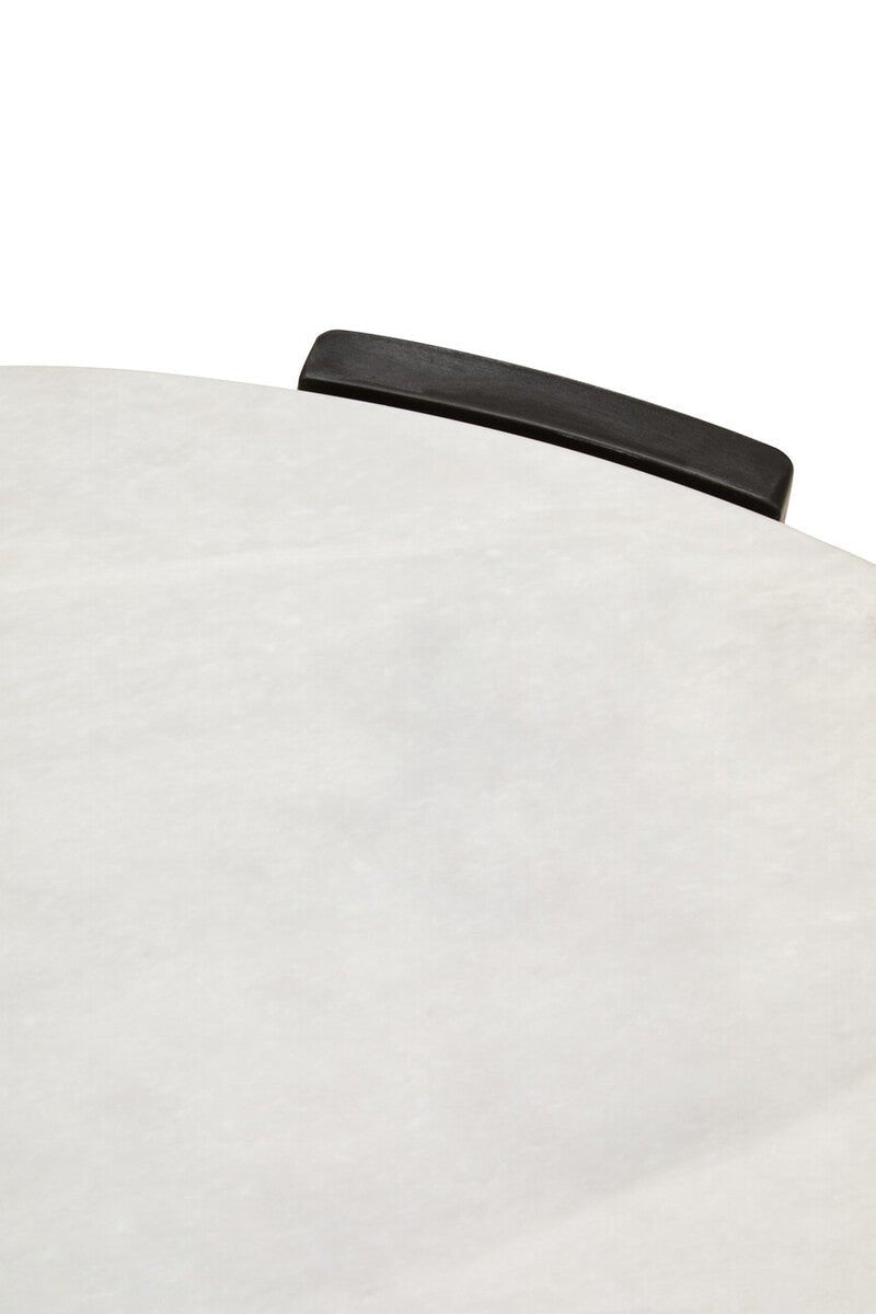 White Round Marble Top Large Coffee Table with Black Acacia Legs, Palermo - Joe’s Haven