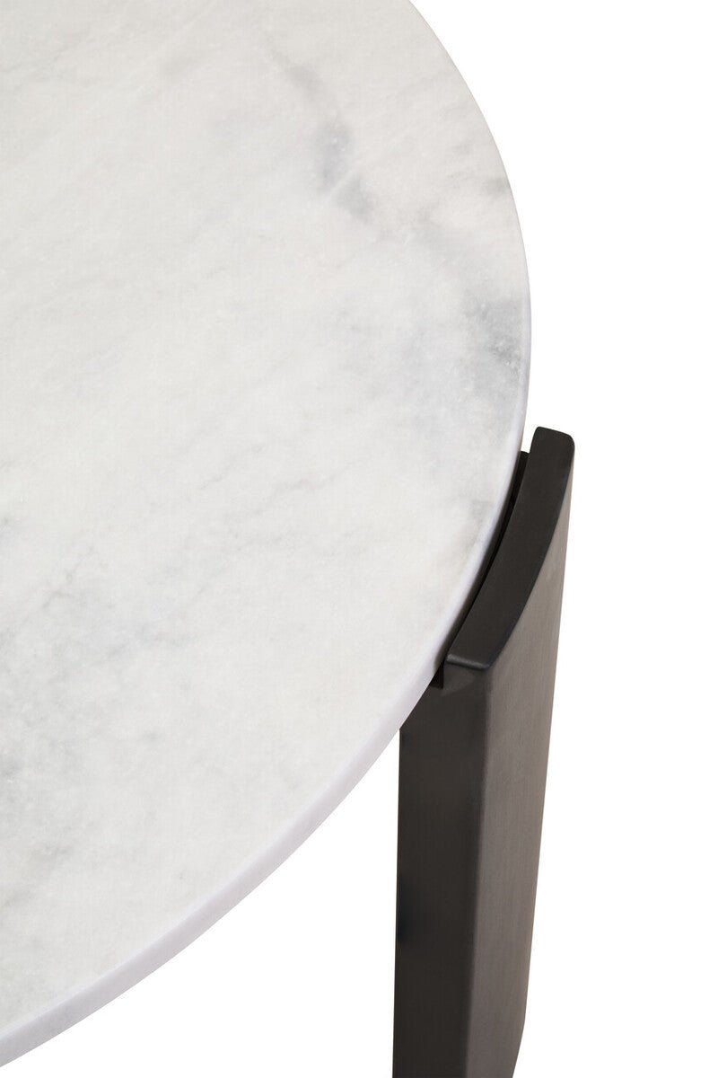 White Round Marble Top Large Coffee Table with Black Acacia Legs, Palermo - Joe’s Haven