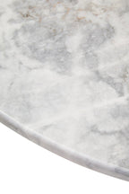 White Round Marble Top Large Coffee Table with Black Acacia Legs, Palermo - Joe’s Haven