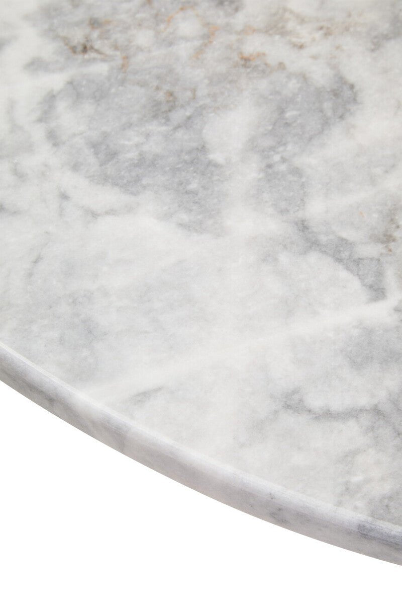 White Round Marble Top Large Coffee Table with Black Acacia Legs, Palermo - Joe’s Haven