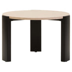 Cream Round Marble Top Large Coffee Table with Small Acacia Legs, Palermo - Joe’s Haven