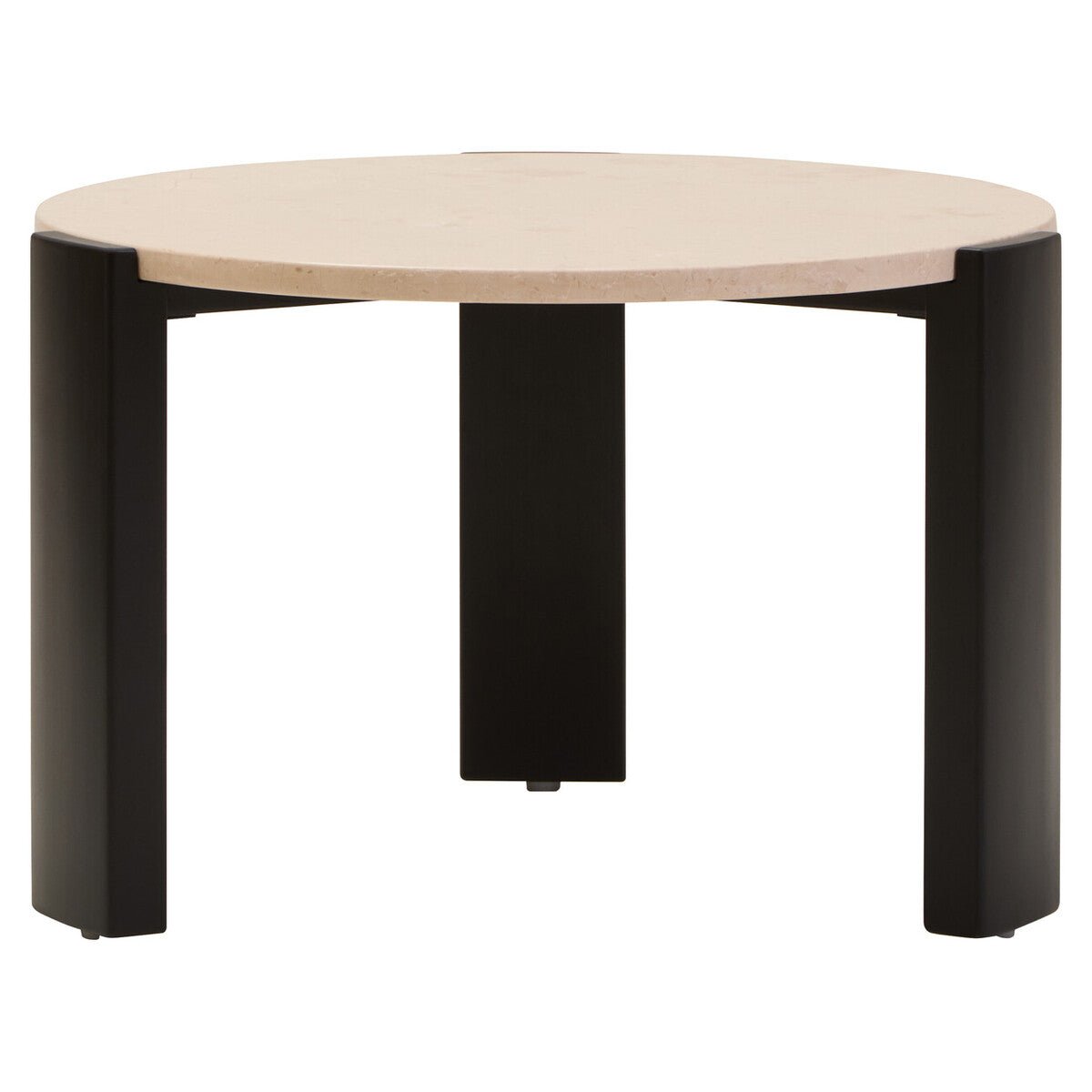 Cream Round Marble Top Large Coffee Table with Small Acacia Legs, Palermo - Joe’s Haven