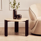 Cream Round Marble Top Large Coffee Table with Small Acacia Legs, Palermo - Joe’s Haven