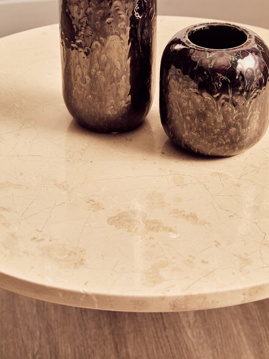 Palermo Round Cream Marble Top Small Coffee Table - Joe’s Haven