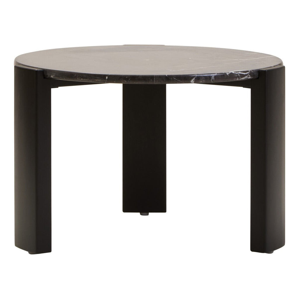 Black Round Marble Top Small Coffee Table with Black Acacia Legs | Palermo - Joe’s Haven