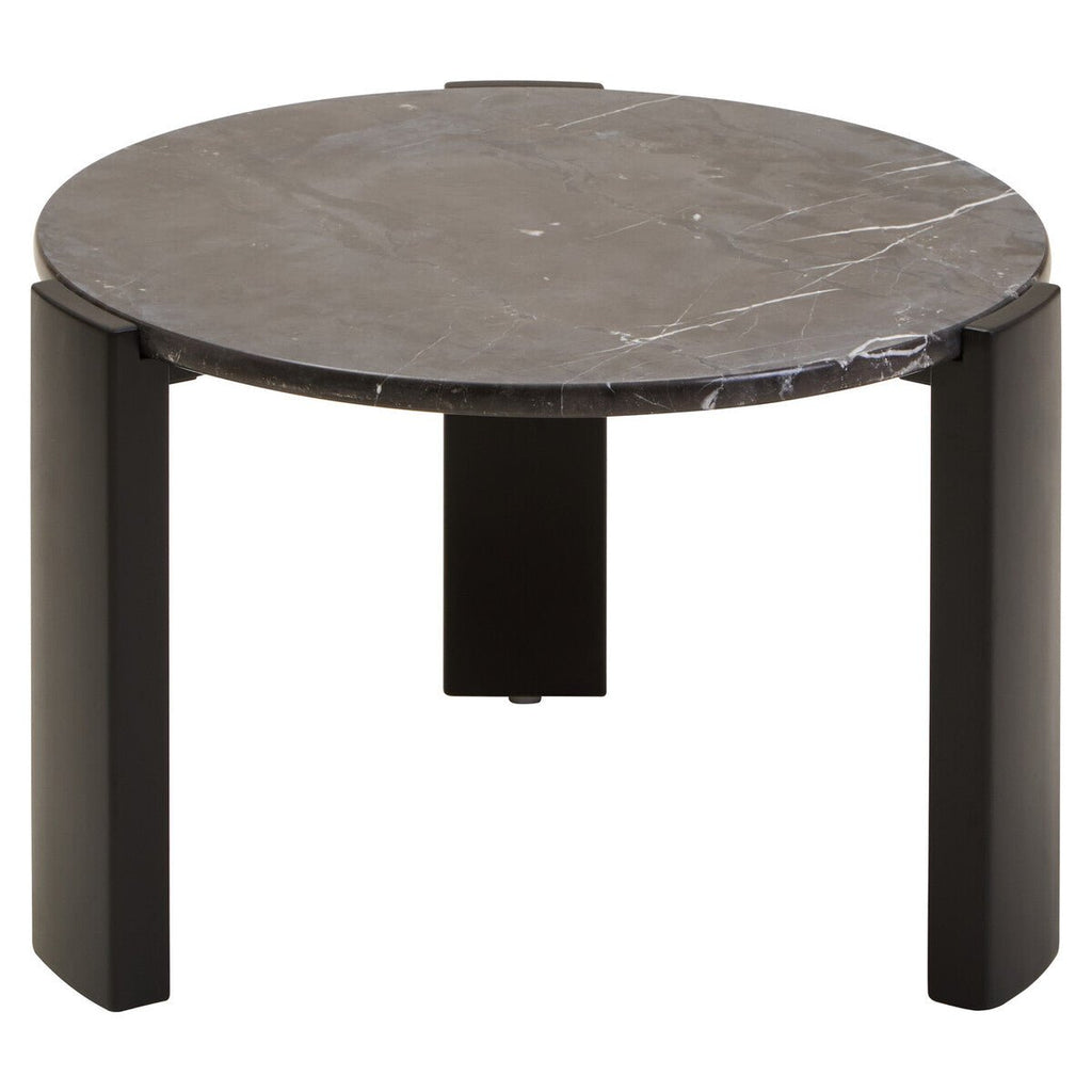 Black Round Marble Top Small Coffee Table with Black Acacia Legs | Palermo - Joe’s Haven