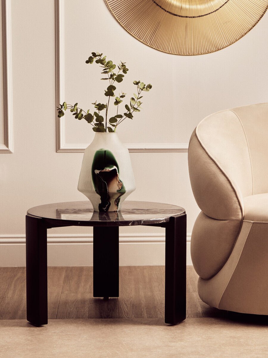 Palermo Round Black Marble Top Small Coffee Table - Joe’s Haven
