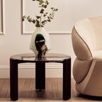 Black Round Marble Top Small Coffee Table with Black Acacia Legs | Palermo - Joe’s Haven