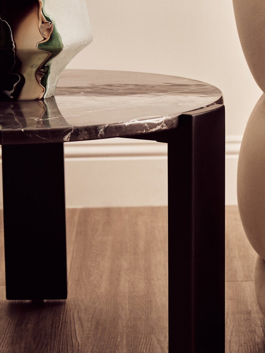 Palermo Round Black Marble Top Small Coffee Table - Joe’s Haven