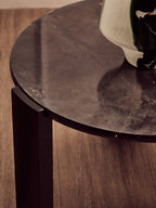 Black Round Marble Top Small Coffee Table with Black Acacia Legs | Palermo - Joe’s Haven